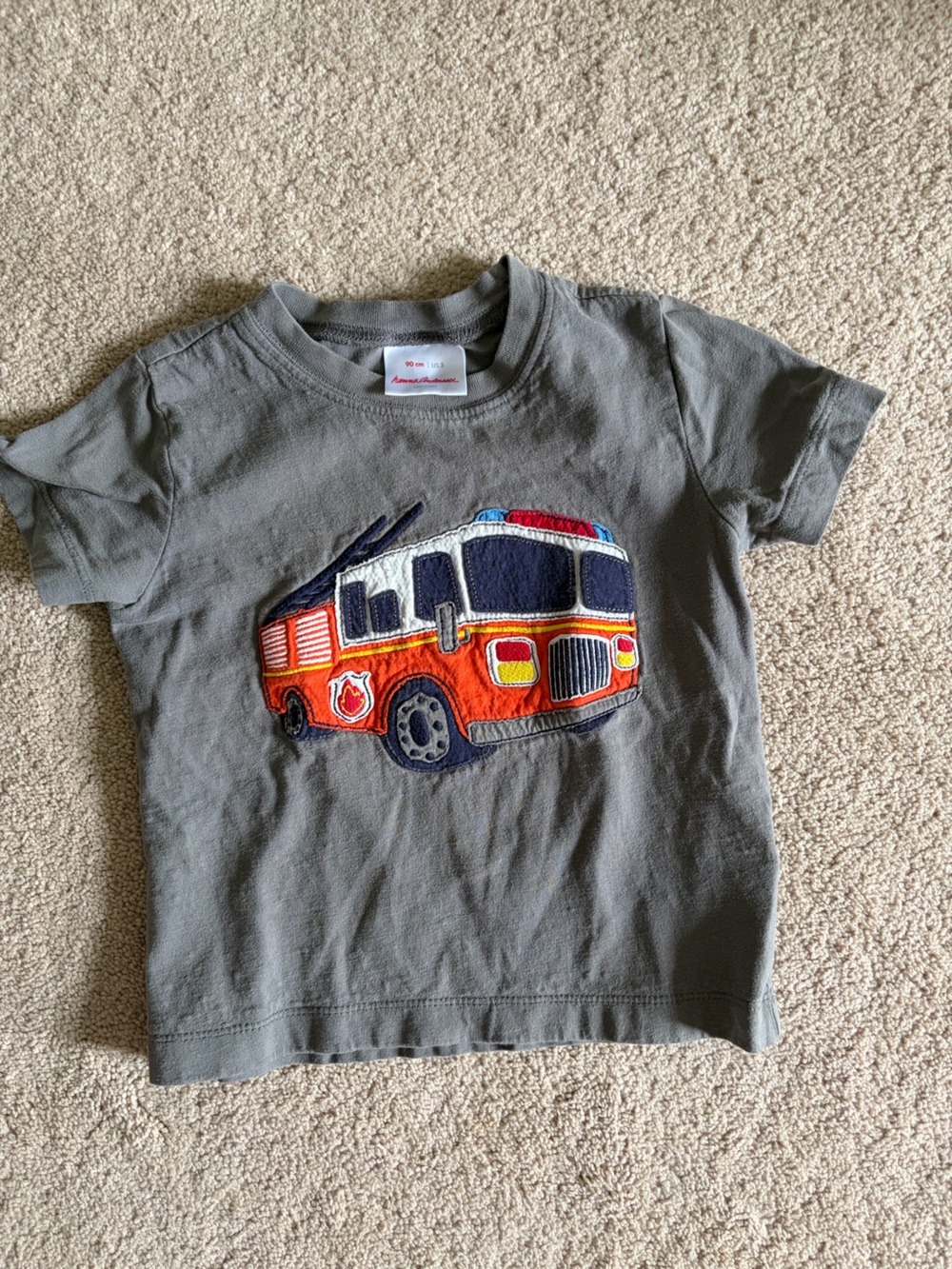 Hanna Andersson Fire Truck gray knit shirt